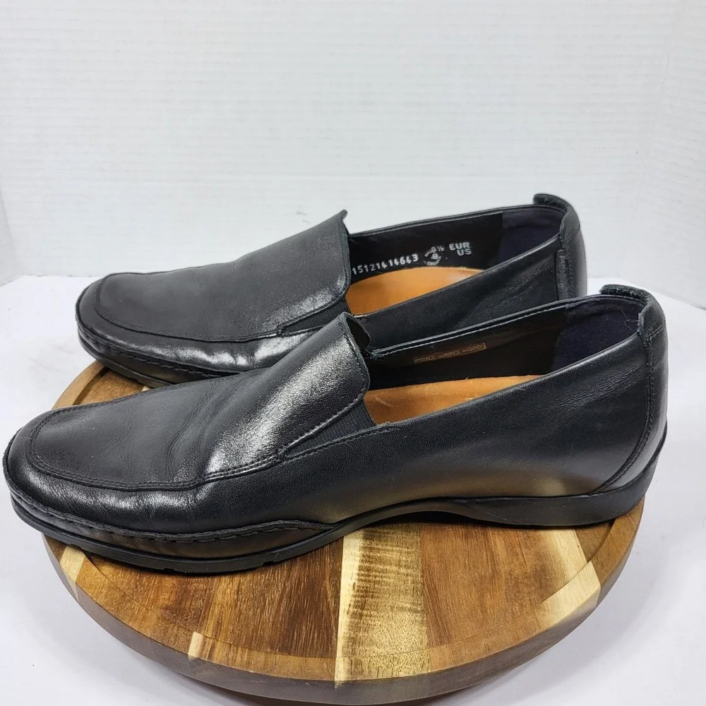 Mephisto Mens Black Genuine Leather Air-Jet Slip-On Loafers Comfort Shoes Size 9
